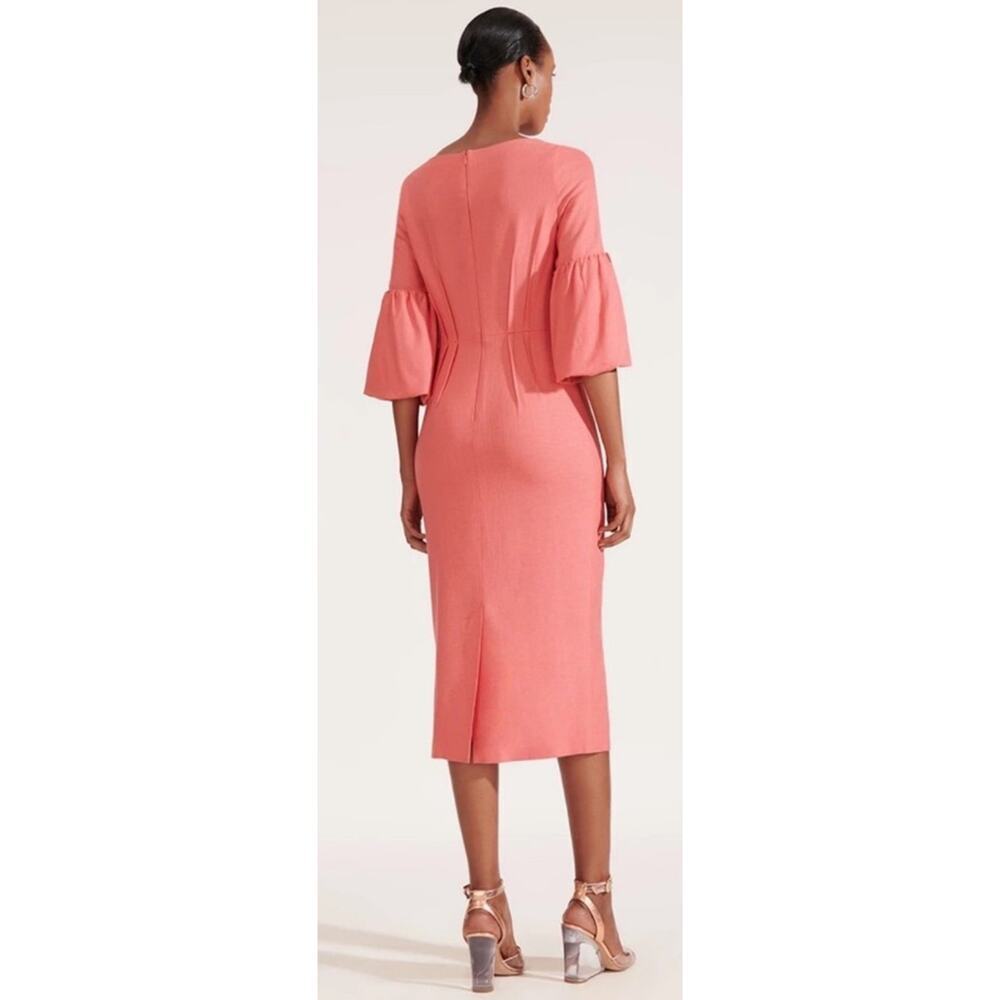 Veronica Beard Amalita Coral Pink Sheath Midi Dress Size 10 - Picture 3 of 15